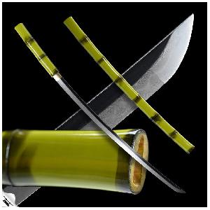 Japan-Swords-Japanese-Take-Shikomizue-zeleny-bambus-Folded-Steel-Real-Choji-Hamon