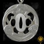 Three-Monkey Silver Tsuba Pendant