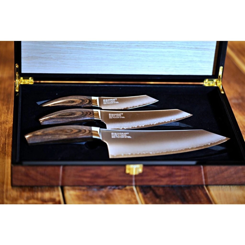 foto D�rkov� sada - Suncraft ELEGANCIA SG2 - Kiritsuke / Chef 200 mm + Petty 150 mm + Paring 100 mm