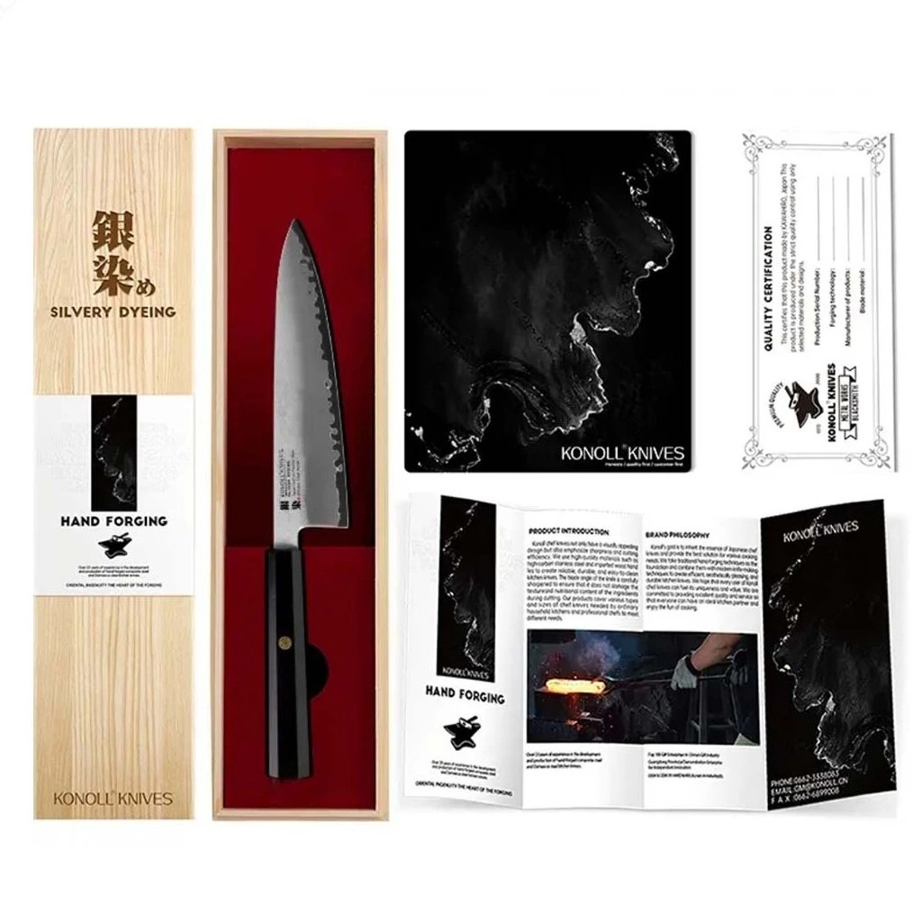 foto Kuchy�sk� n�� Chef/Gyuto 200 mm Konoll� Silver Dyeing